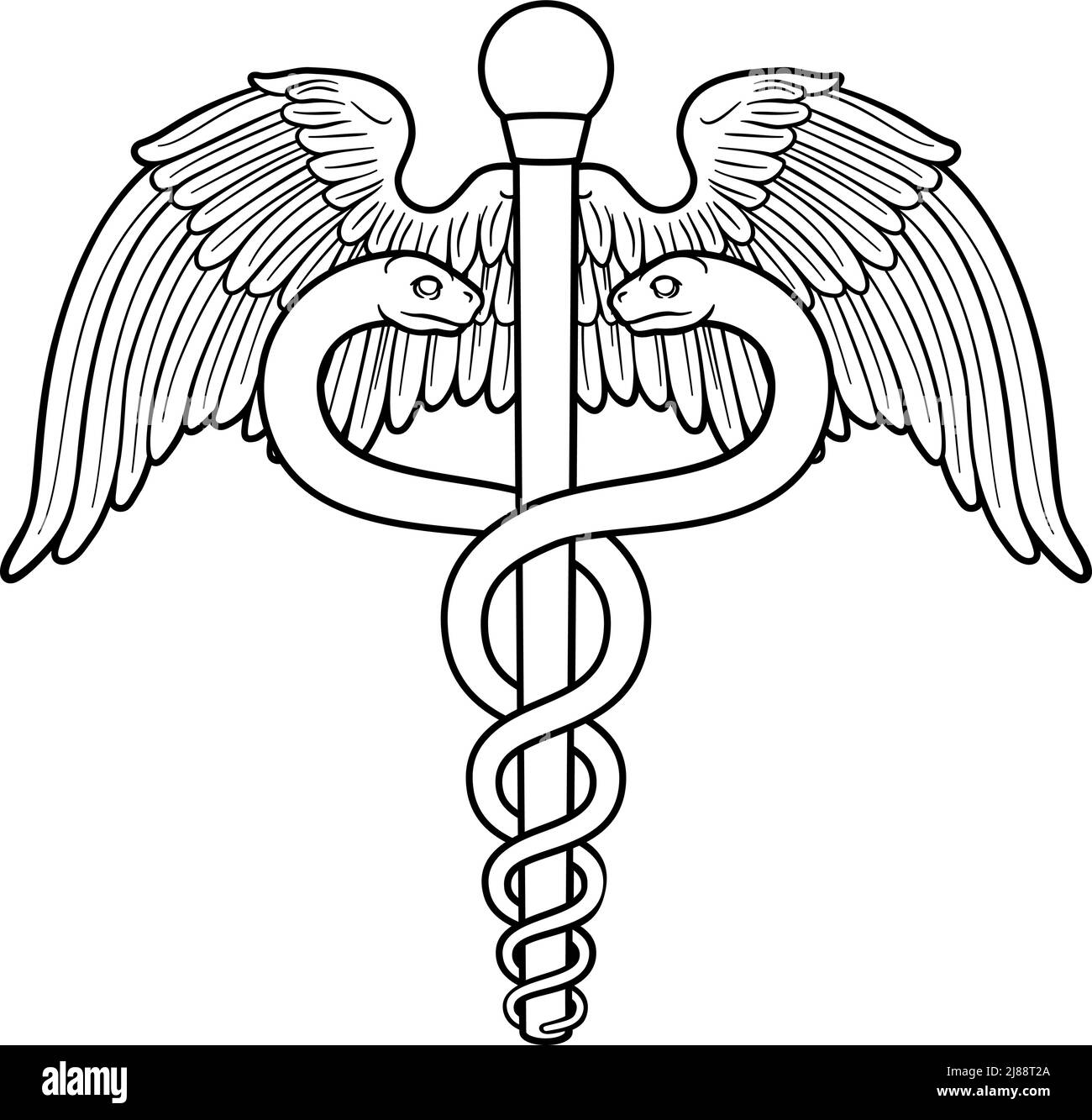 Caduceo Medico simbolo Illustrazione Vettoriale