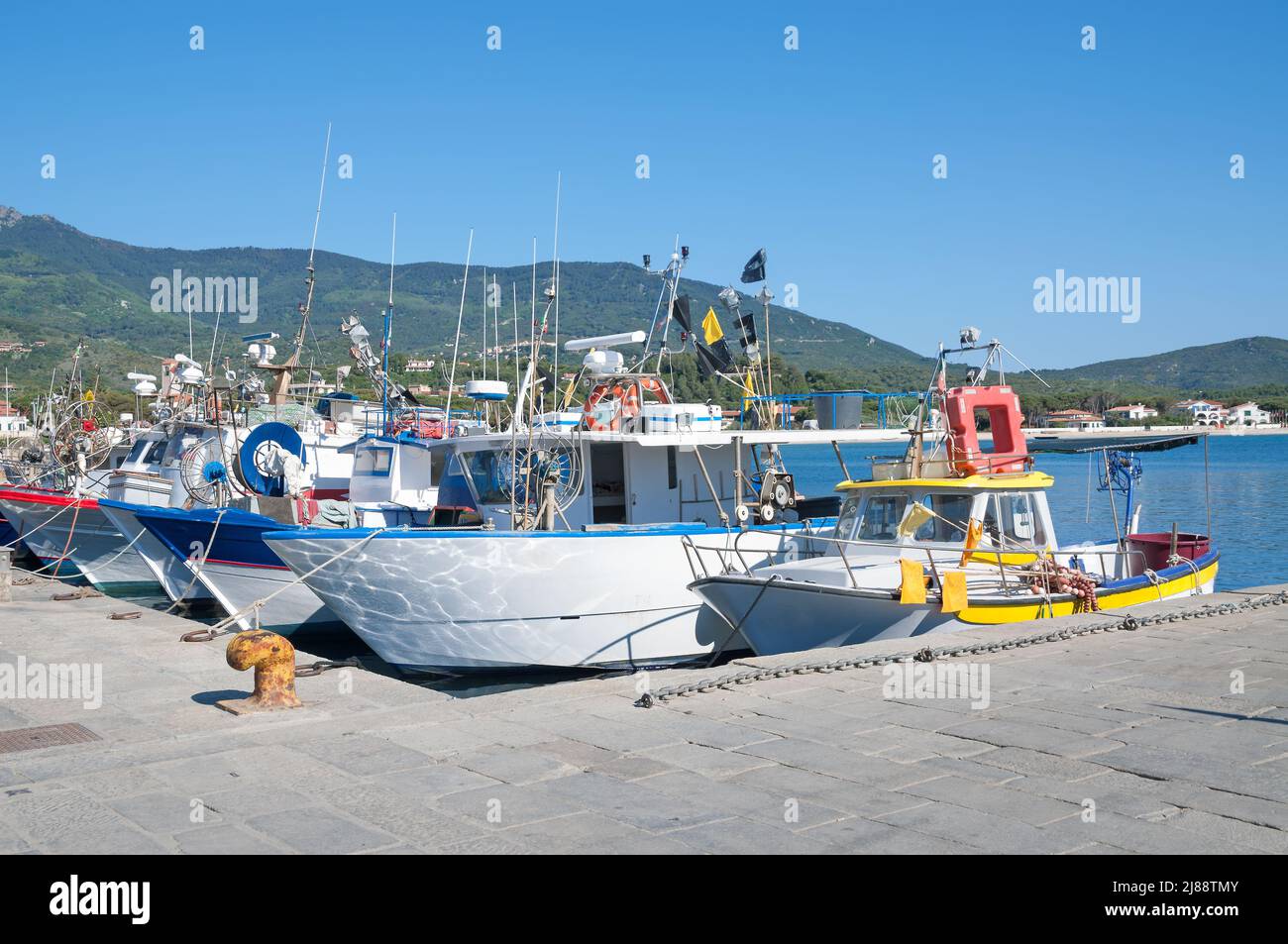 Marina di campo, Isola d'Elba, Toscana, mediterraneo, Italia Foto Stock