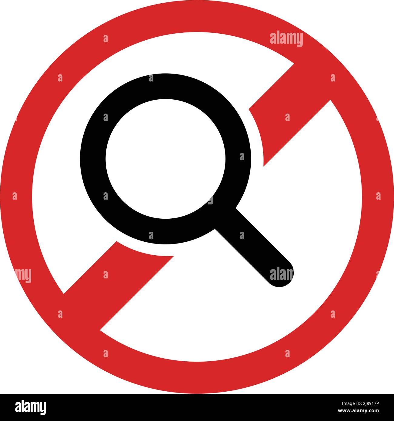 Lente d'ingrandimento e stop rosso. Nessuna ricerca. Vettore modificabile. Illustrazione Vettoriale