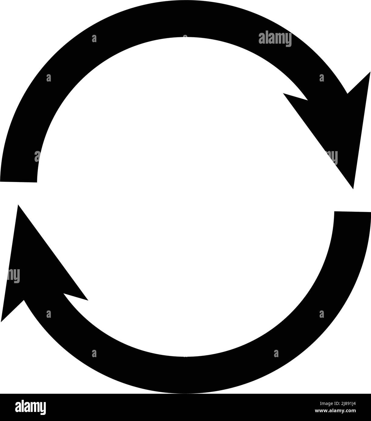 Icona con freccia rotante. Silhouette del simbolo di riciclaggio. Vettore modificabile. Illustrazione Vettoriale