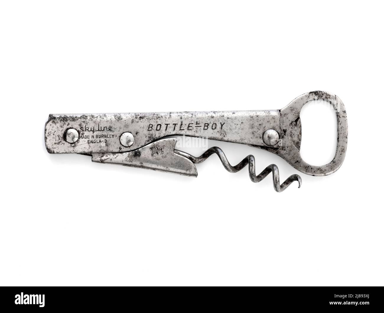 Vecchio vintage Skyline 'bottiglia - Boy' apribottiglie Corkscrew Foto Stock