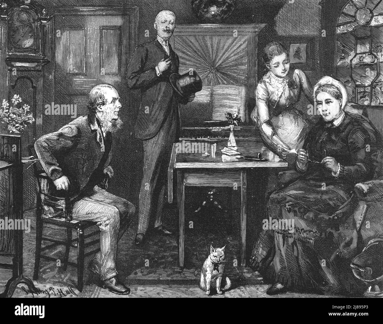 ''quell'infelice matrimonio, di Francis Eleanor Trollope,"il prossimo momento il Sig. Theodore Bransby fu introdotto nel salotto"', 1888. Da, 'il grafico. Un quotidiano settimanale illustrato Volume38. Da luglio a dicembre, 1888'. Foto Stock