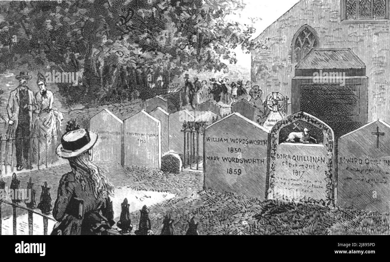 ''le tombe della famiglia Wordsworth, Grasmere',1888. Da, 'il grafico. Un quotidiano settimanale illustrato Volume38. Da luglio a dicembre, 1888'. Foto Stock