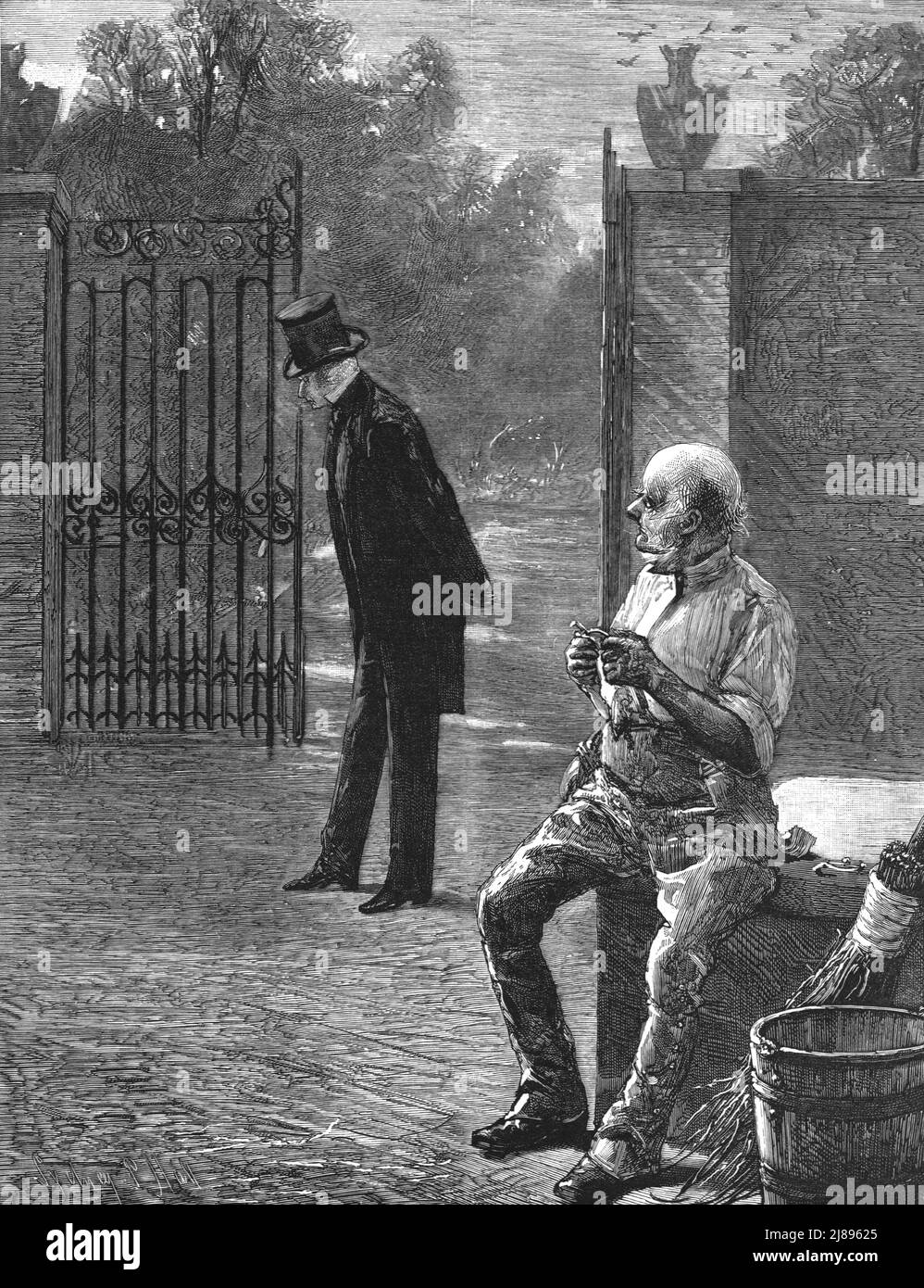 ''quell'infelice matrimonio, di Francis Eleanor Trollope,"di che cosa sto facendo? Sto strofinando su il piccolo sperone d'argento del padrone Georges che gli hai dato la prima volta che lui mai ha rotolato per hounds." ', 1888. Da, 'il grafico. Un giornale settimanale illustrato Volume 38. Da luglio a dicembre, 1888'. Foto Stock