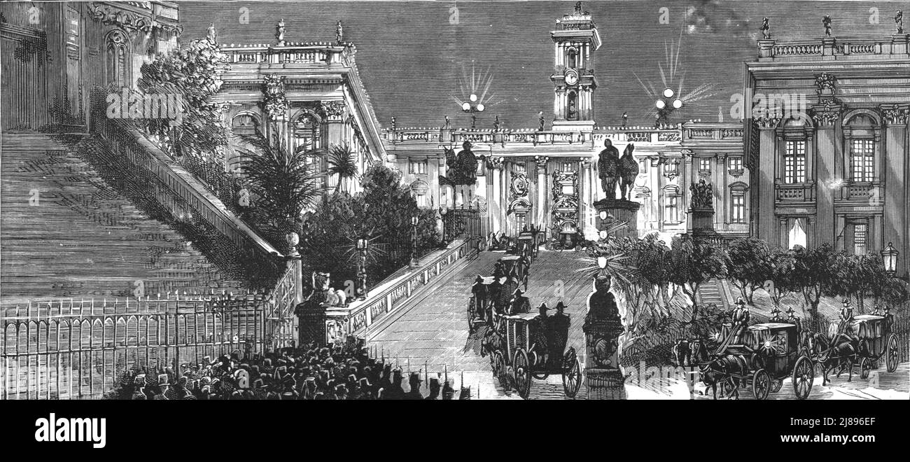 ''la visita dell'imperatore tedesco a Roma; l'arrivo alla capitale', 1888. Da, 'il grafico. Un giornale settimanale illustrato Volume 38. Da luglio a dicembre, 1888'. Foto Stock