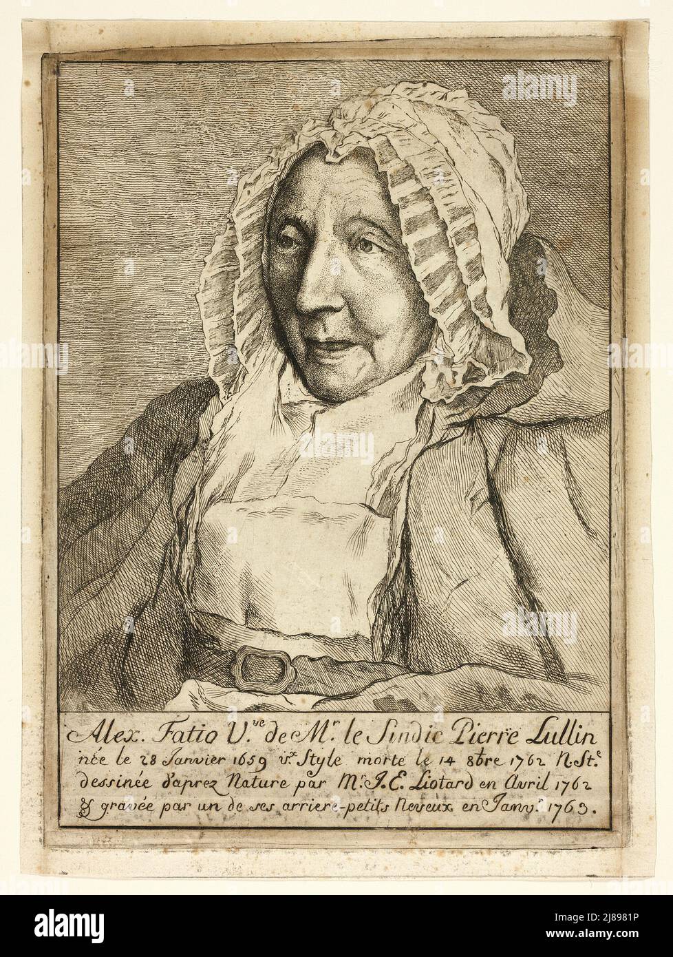Madame Pierre Lullin-Fatio, 1763, dopo un disegno datato aprile 1762. Foto Stock