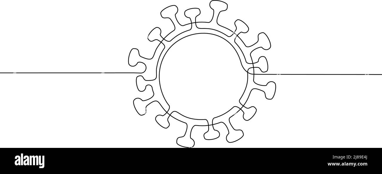COVID-19 simbolo di una riga continuo. Concetto di Coronavirus Illustrazione Vettoriale