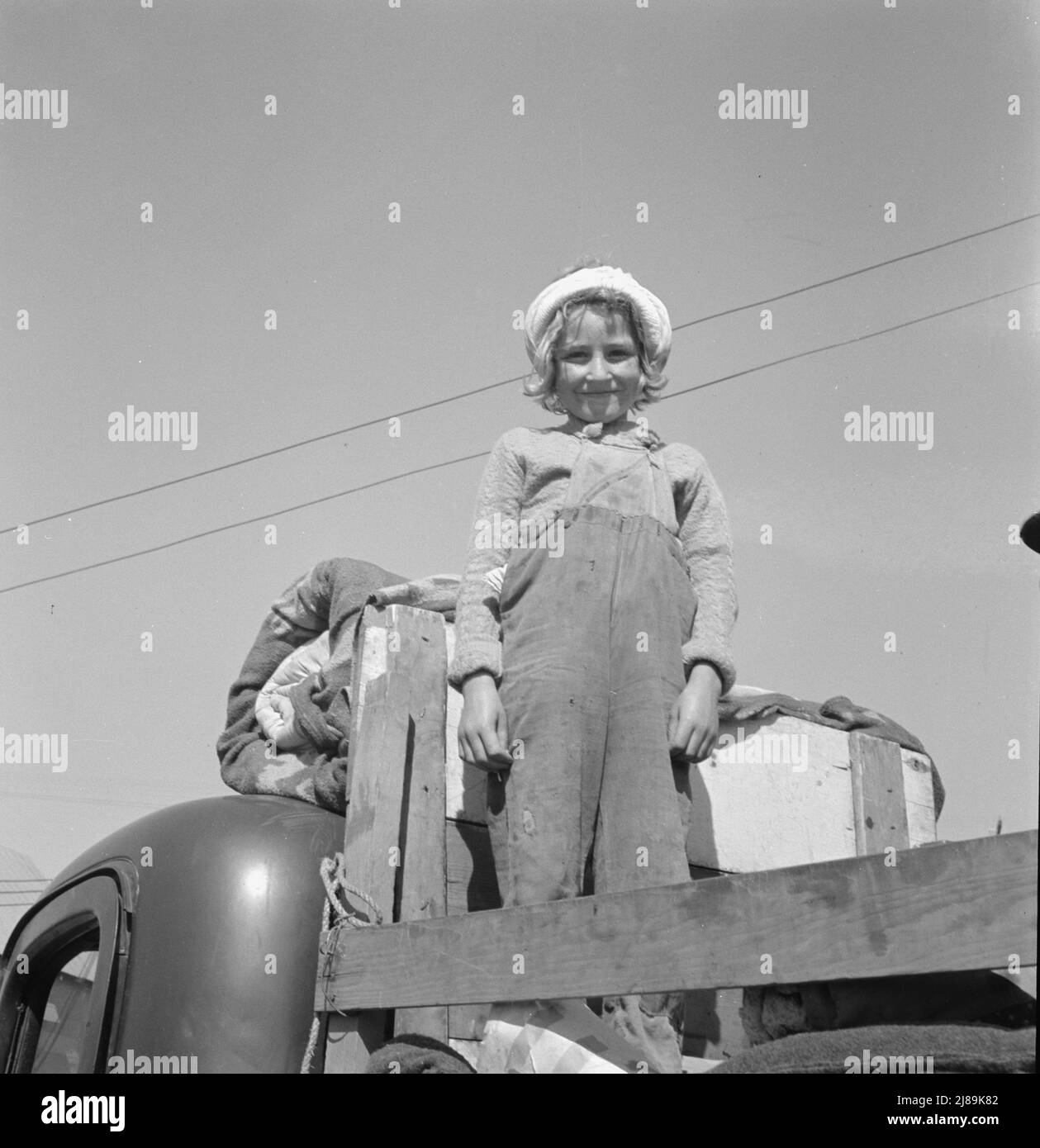 Parte della famiglia viene per lavoro in patate. Tulelake, contea di Siskiyou, California. Hanno lasciato la loro casa in Turchia, Texas, novembre 1938. Cotone raccolto in Arizona fino a marzo. Frutta raccolta in Oregon fino a giugno. Prugne raccolte in Idaho fino al 15th settembre. Foto Stock