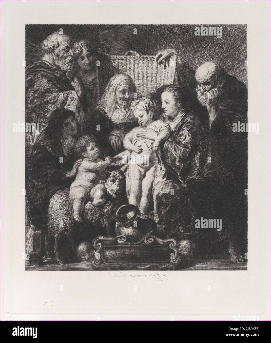 La Sacra Famiglia, dopo Giacobbe Jordaens, 1871. Foto Stock