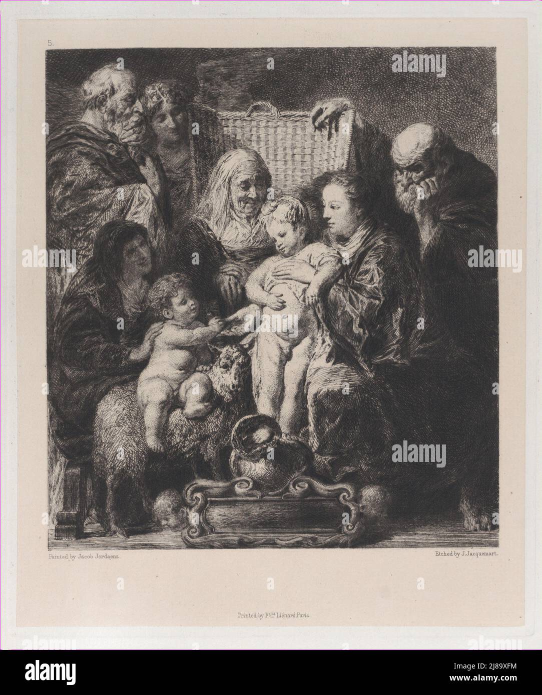 La Sacra Famiglia, dopo Giacobbe Jordaens, 1871. Foto Stock