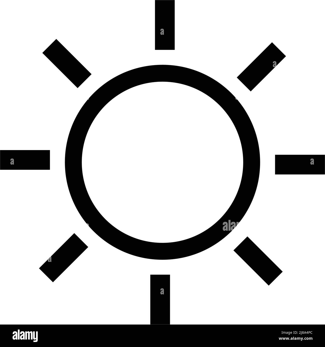 Icona del sole per il controllo della luminosità. Vettore modificabile. Illustrazione Vettoriale