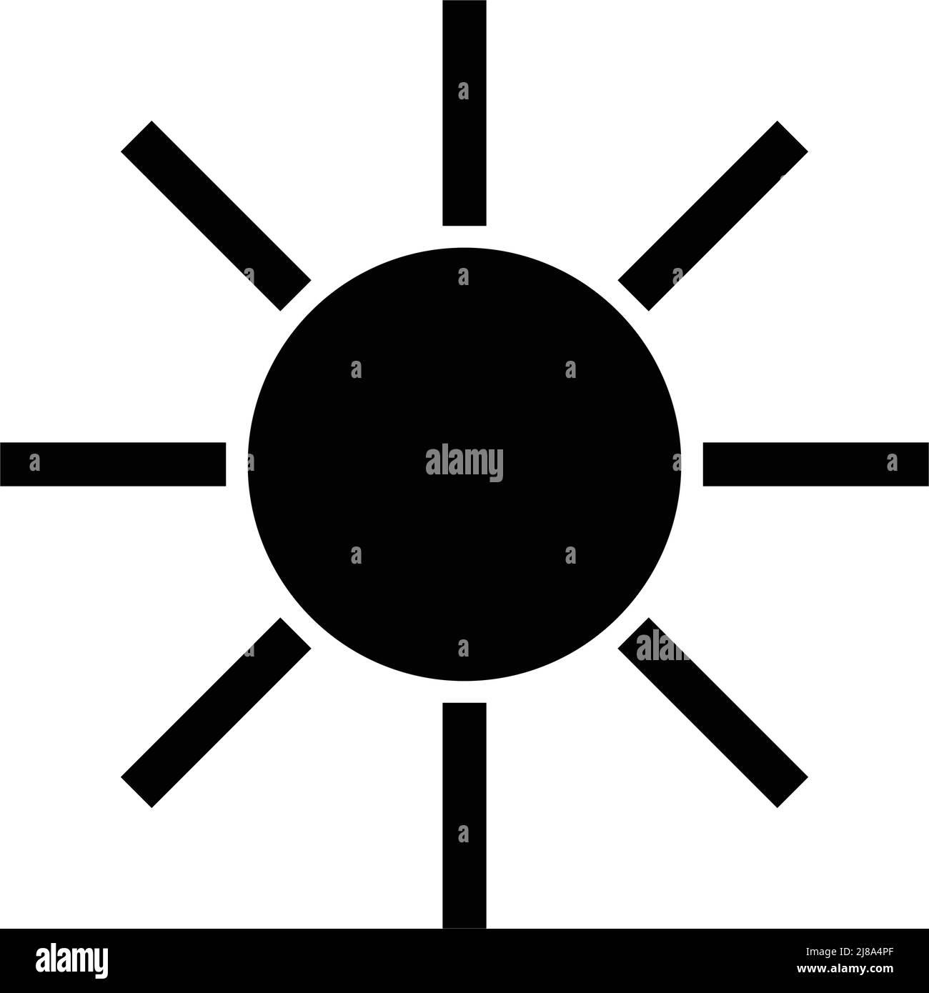 Icona della silhouette del sole. Vettore che può essere utilizzato per regolare la luminosità e altro ancora. Vettore modificabile. Illustrazione Vettoriale