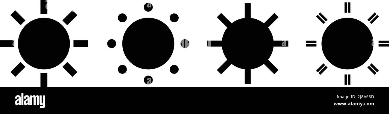 Set di icone della silhouette solare. Vettore modificabile. Illustrazione Vettoriale