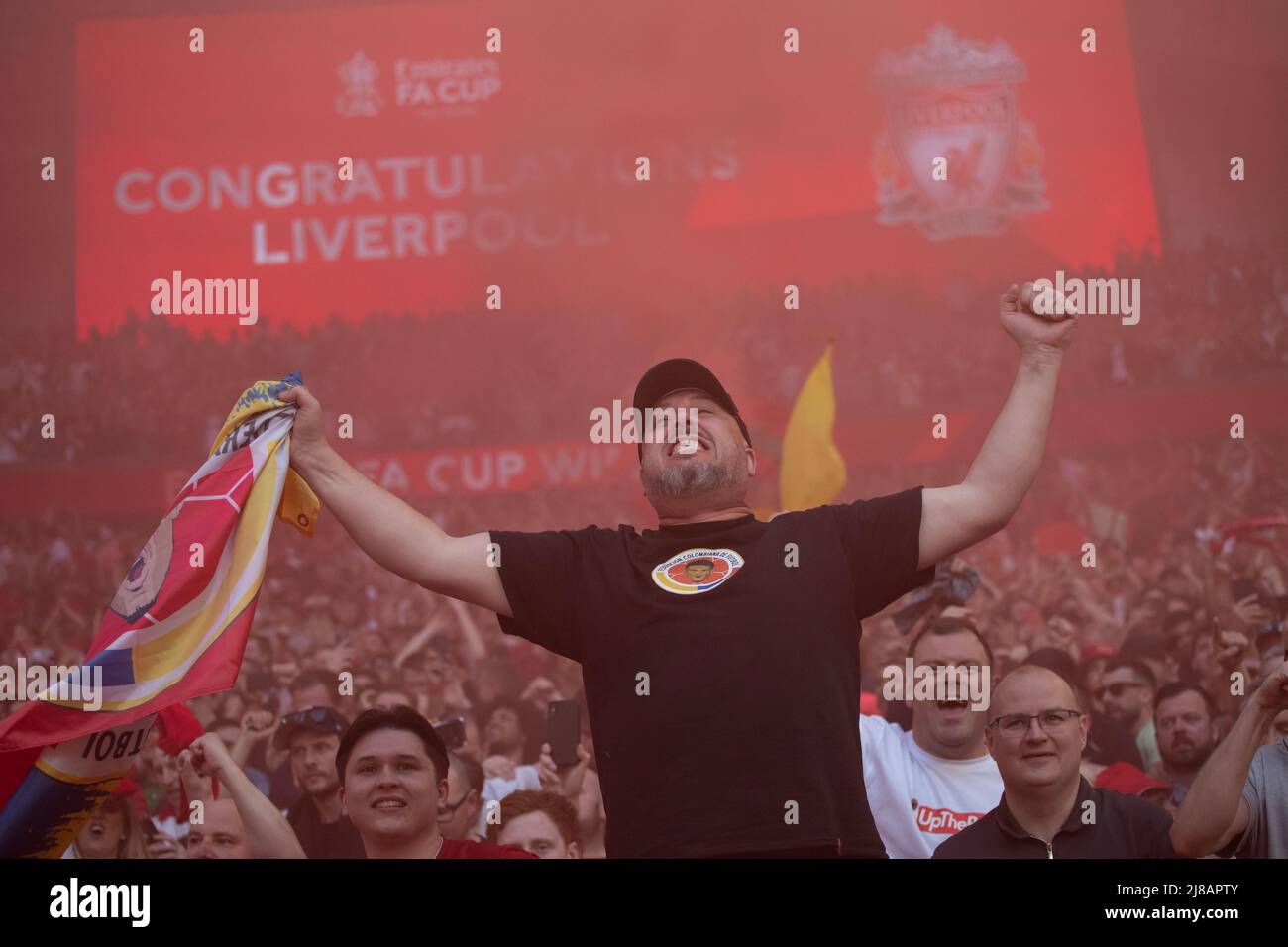 LONDRA, REGNO UNITO. MAGGIO 14th Liverpool reagisce durante la finale di fa Cup tra Chelsea e Liverpool al Wembley Stadium di Londra sabato 14th maggio 2022. (Credit: Federico Maranesi | MI News) Credit: MI News & Sport /Alamy Live News Foto Stock