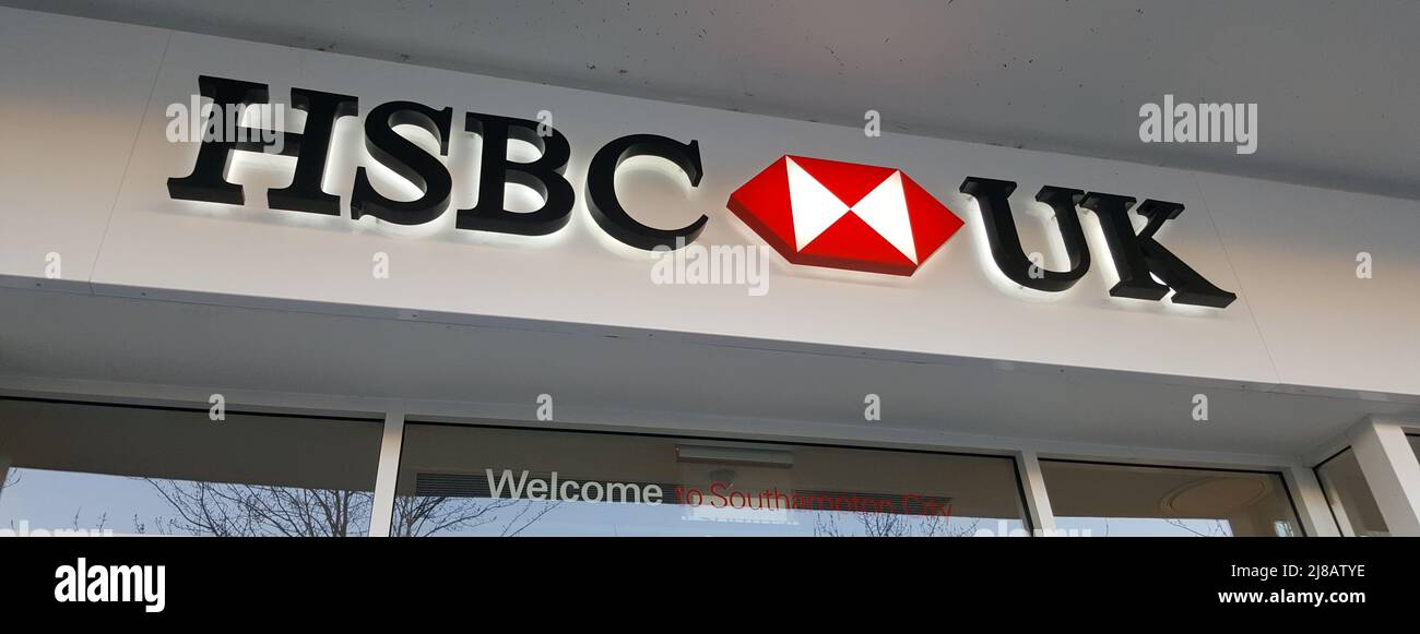 Insegna e logo HSBC Bank Shop Foto Stock