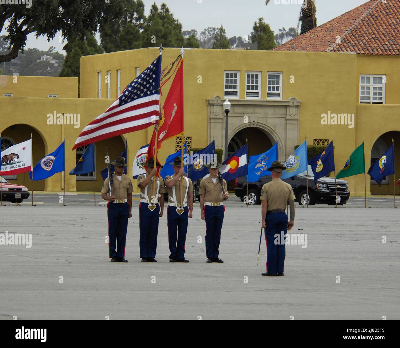 Cerimonia di laurea a bordo del Marine Corps Recruit Depot, San Diego Foto Stock