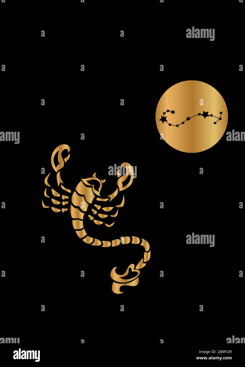 L'illustrazione - segno zodiacale nel colore nero e oro. Illustrazione Vettoriale