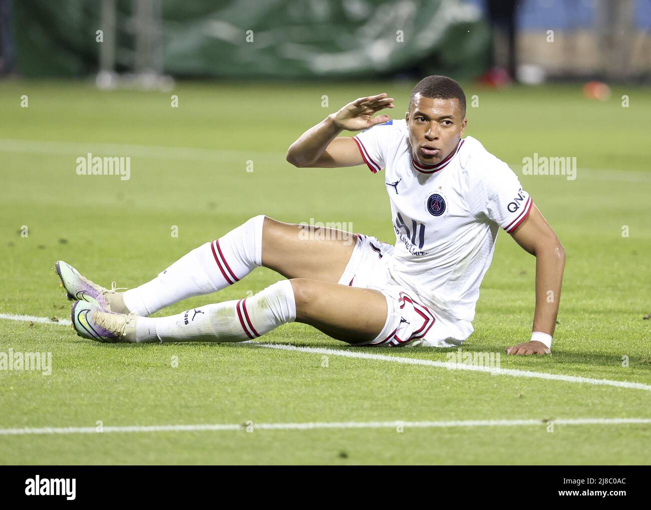 Kylian Mbappe del PSG durante il campionato francese Ligue 1 partita di calcio tra Montpellier HSC e Parigi Saint-Germain il 14 maggio 2022 allo stadio la Mosson di Montpellier, Francia - Foto: Jean Catuffe/DPPI/LiveMedia Foto Stock