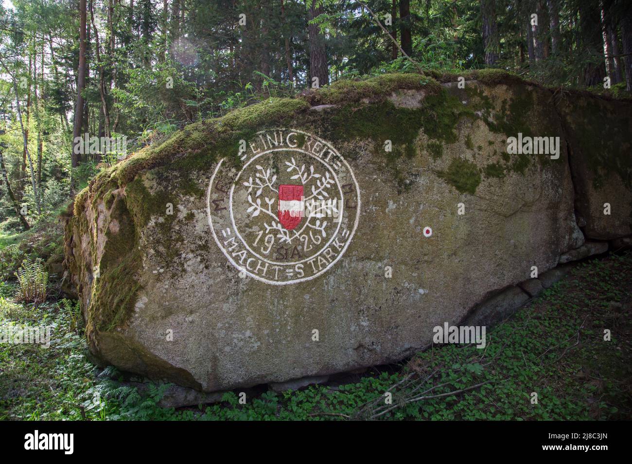 Erlebnisweg Heinrichs, un sentiero escursionistico nel Waldviertel - Schilingstein Foto Stock