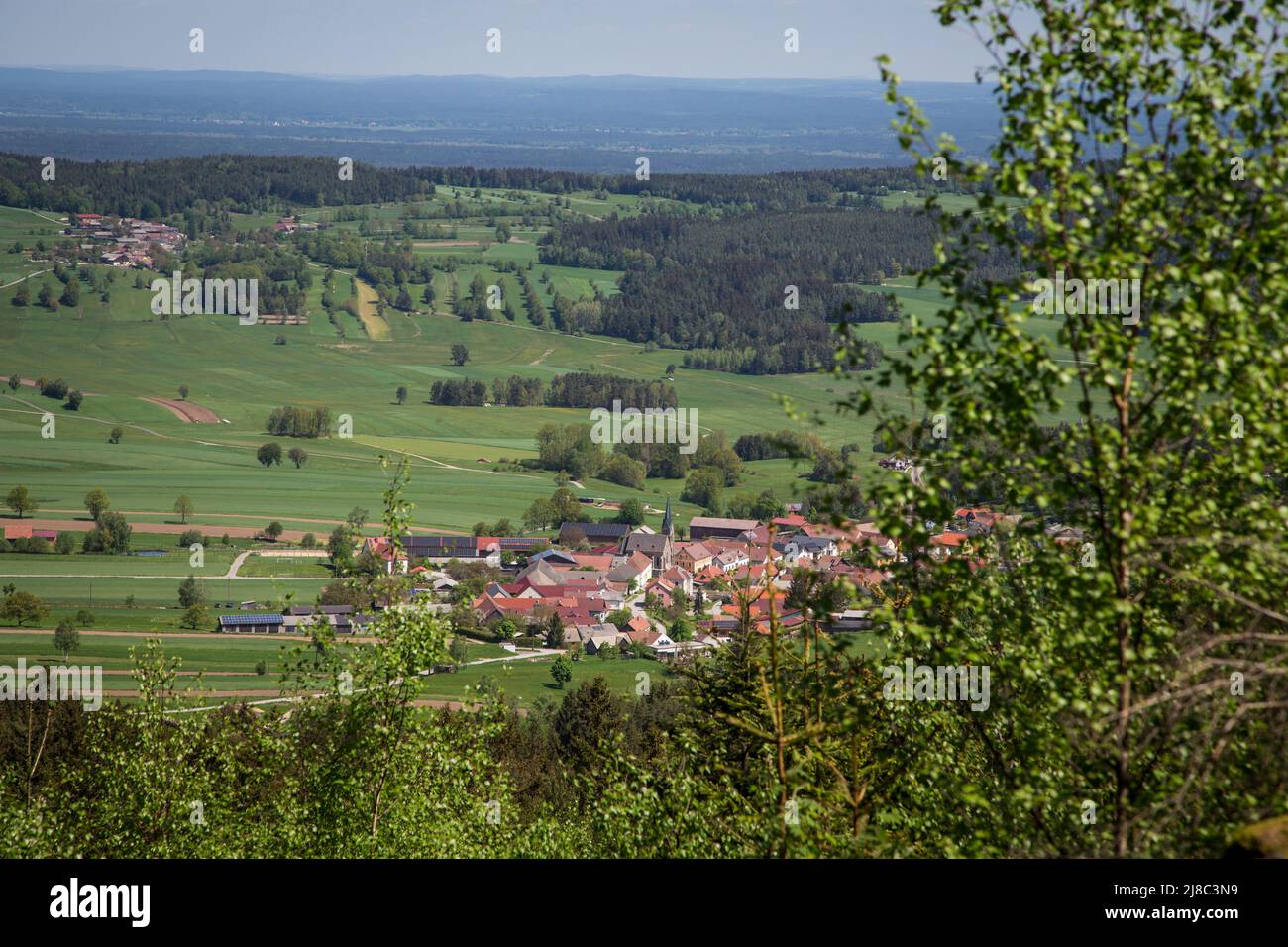 Erlebnisweg Heinrichs, un percorso escursionistico nel Waldviertel - vista su Heinrichs Foto Stock