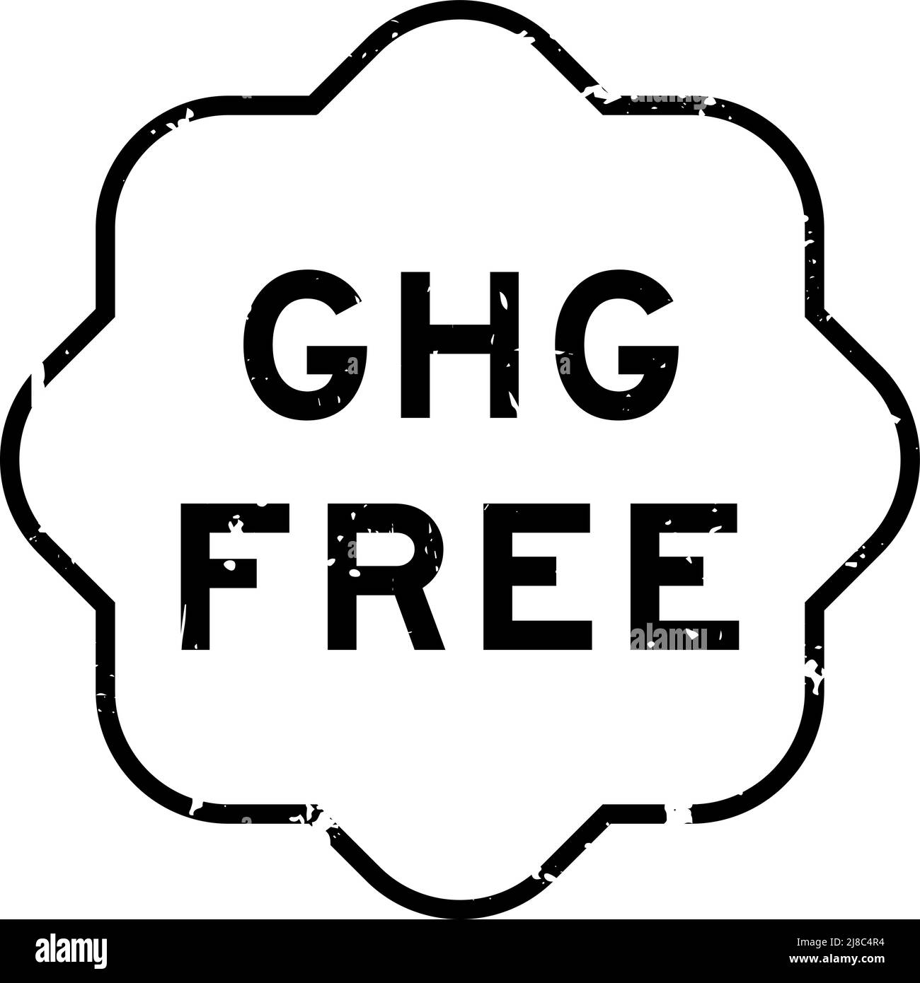 Grunge nero GHG (abbreviazione di gas serra) parola libera sigillo di gomma timbro su sfondo bianco Illustrazione Vettoriale