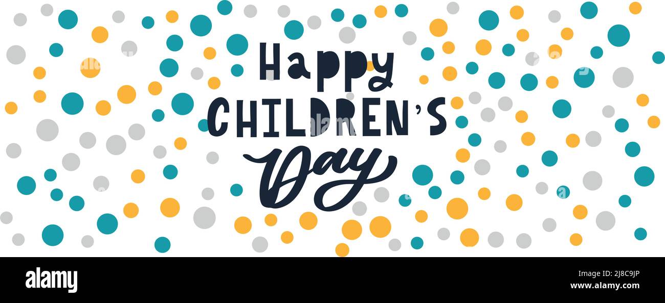 Buon giorno dei bambini. Frase vacanza. Lettere vettoriali disegnate a mano Illustrazione Vettoriale