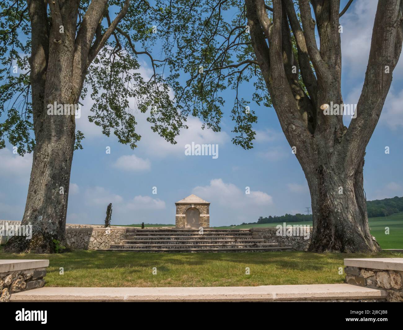 L'immagine è del cimitero britannico Marfaux della prima Guerra Mondiale vicino a Marfaux. Il cimitero è di soldati che sono morti nel luglio 1918 Marne offensiva Foto Stock