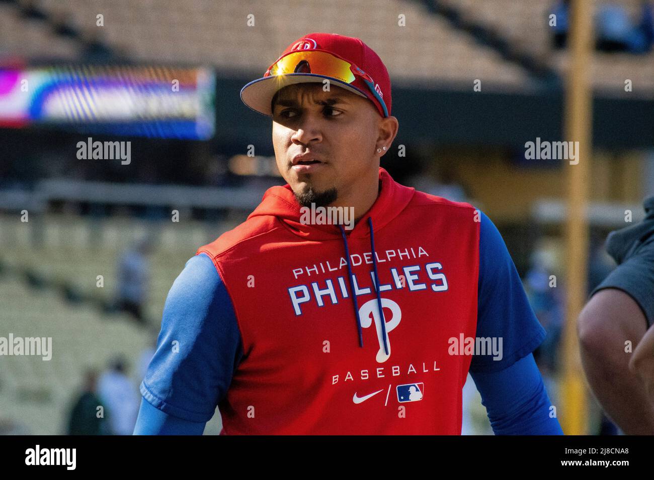 Philadelphia Phillies Shortstop Johan Camargo (7) si riscalda prima di una partita della MLB contro i Philadelphia Phillies, giovedì 12 maggio 2022 Foto Stock