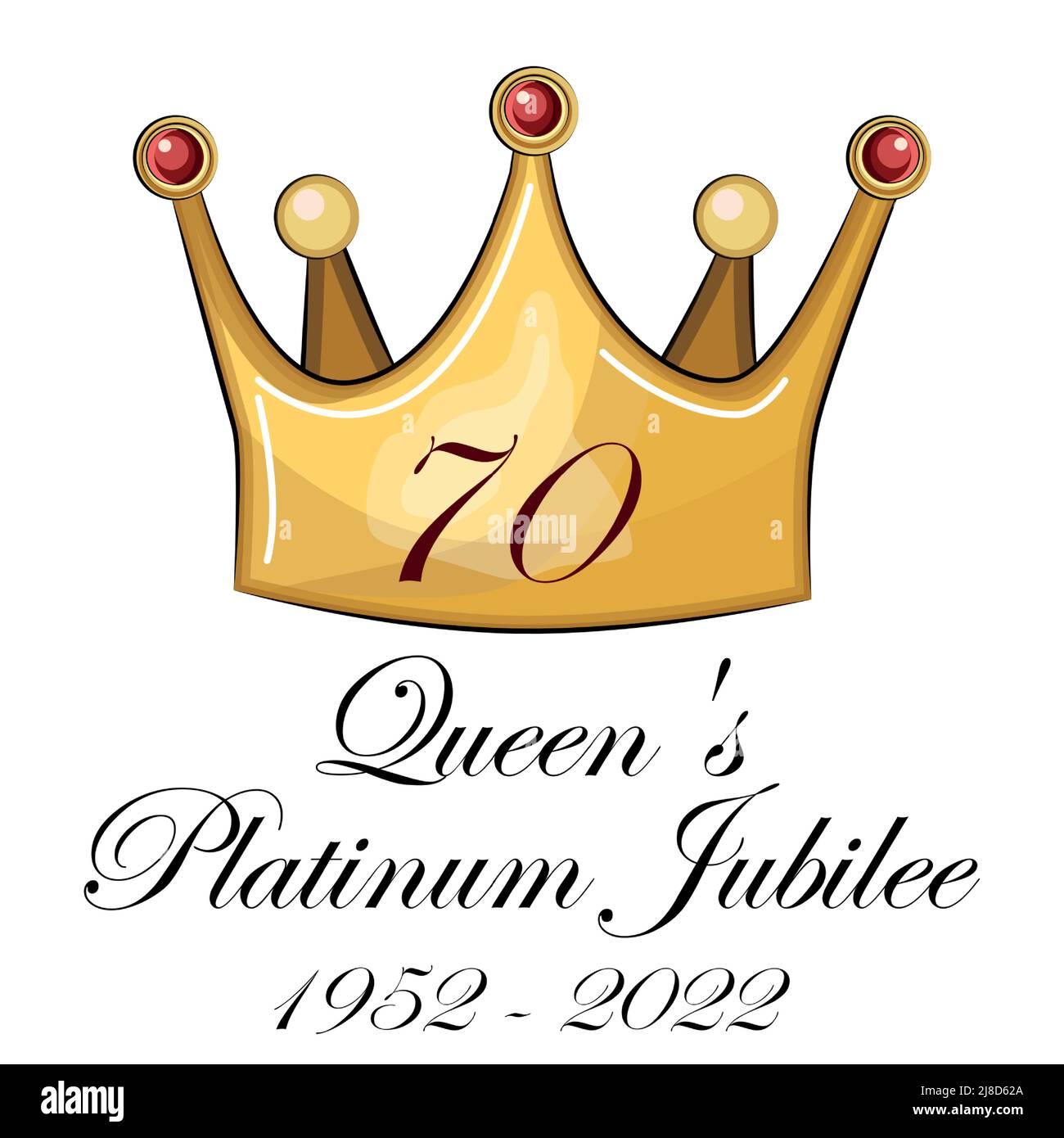 Poster di celebrazione della corona del Giubileo della Regina Elisabetta Platinum, che regna 70 anni dal 1952 Illustrazione Vettoriale