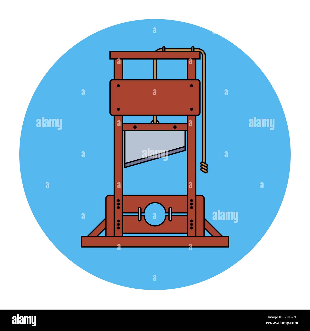 ghigliottina di legno per l'esecuzione di una persona. illustrazione vettoriale piatta Illustrazione Vettoriale