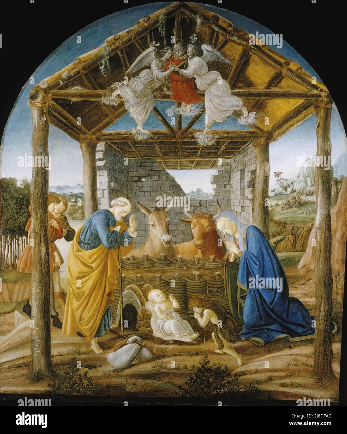 La Natività di Gesù, dipinta da Sandro Botticelli Foto Stock