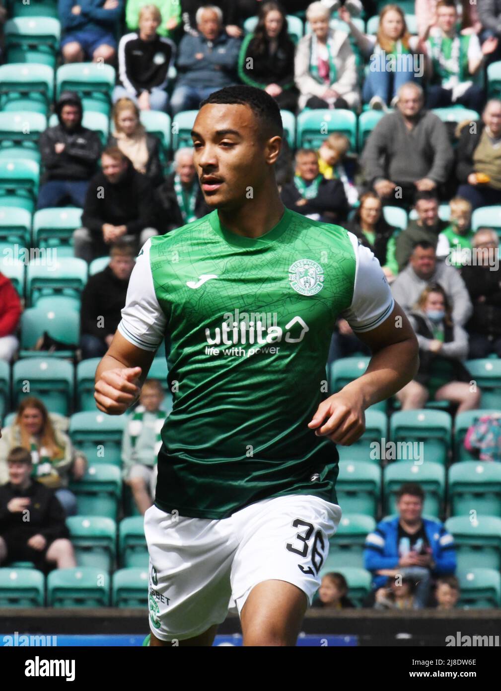 Easter Road Stadium, Edinburgh.Scotland UK.15th May 22 Hibernian vs St Johnstone Cinch Premiership Match. Hibs' Allan Delferriere. Credit: eric mccowat/Alamy Live News Foto Stock