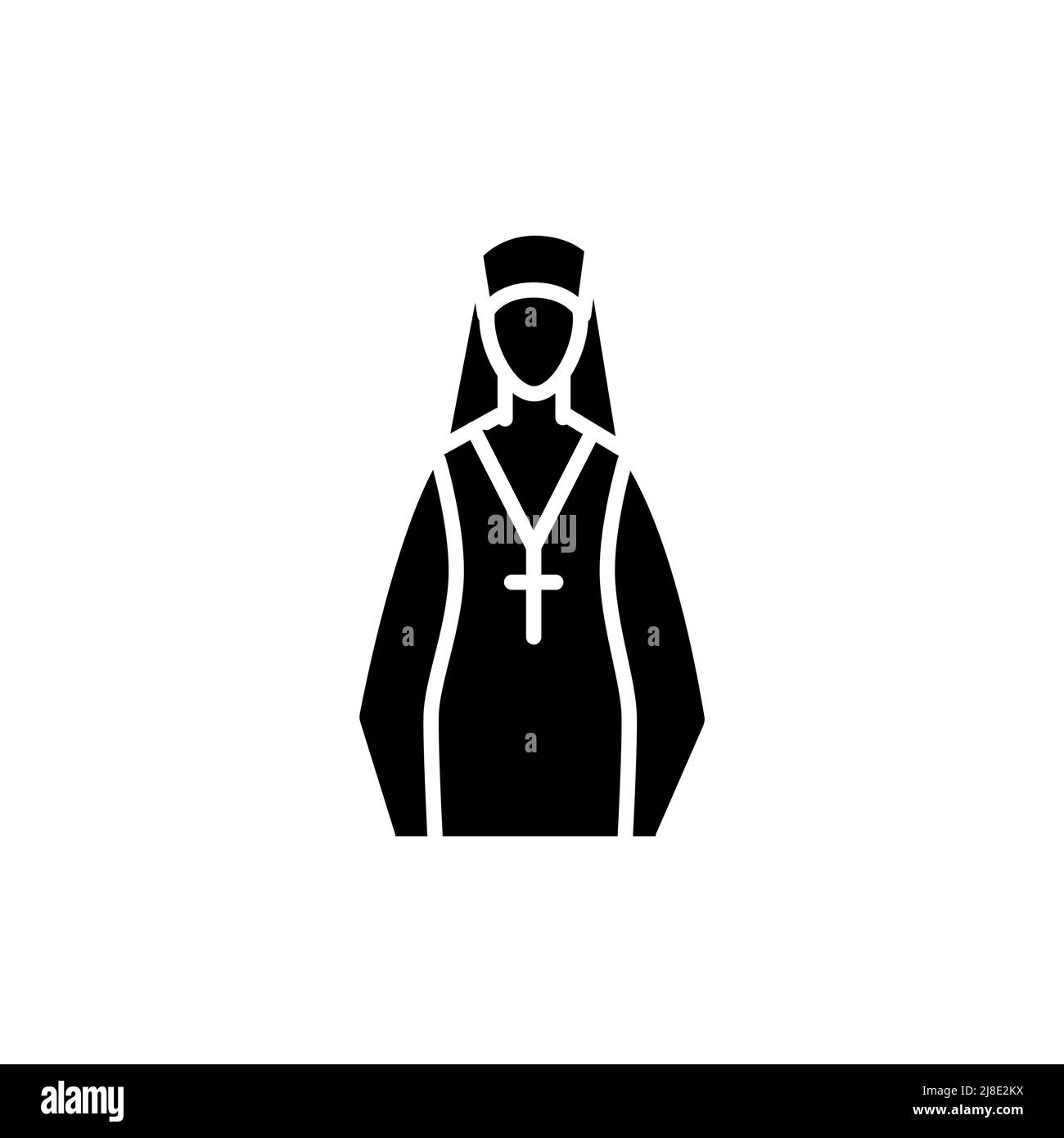 Icona del colore della linea Nun. Elemento vettoriale isolato. Pittogramma a contorno per pagina web, app mobile, promo Illustrazione Vettoriale