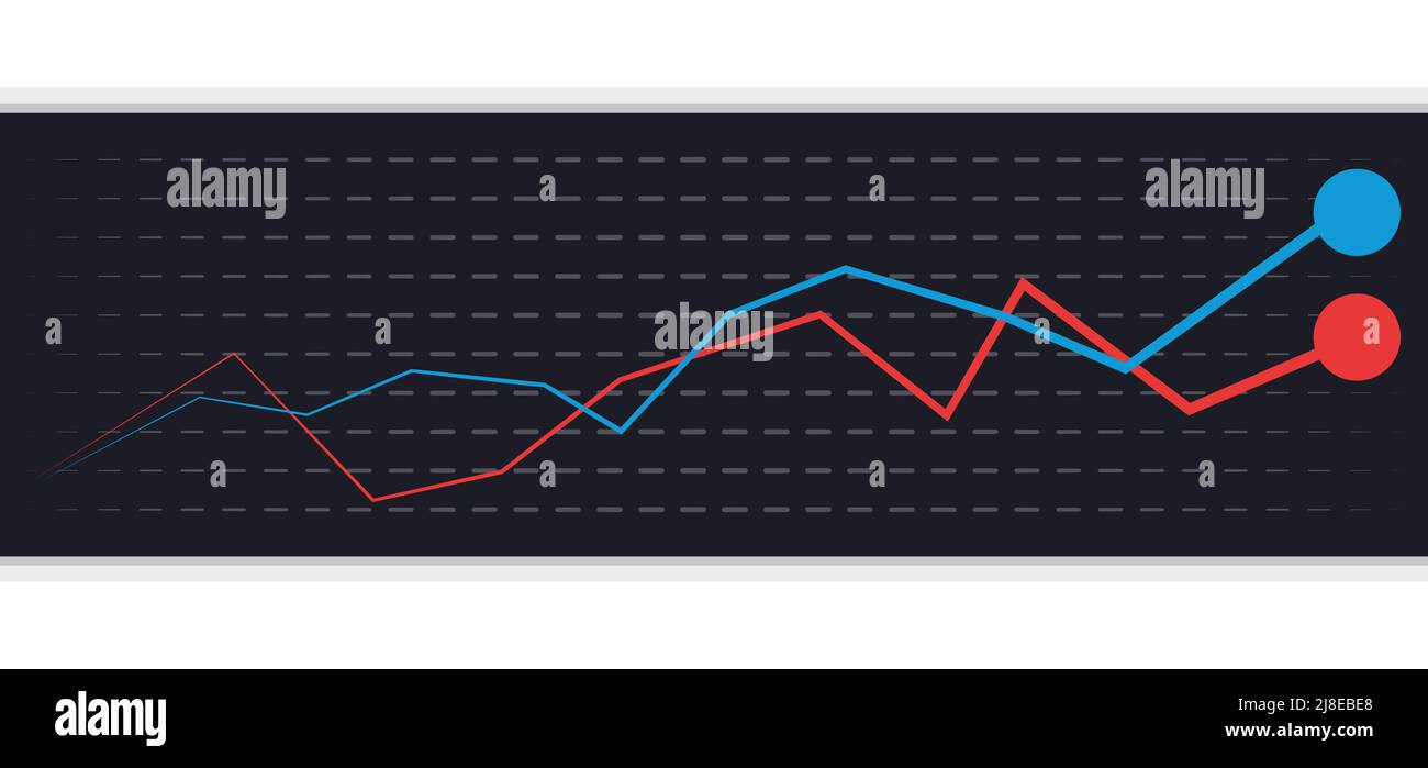 Grafico nero con lettura statistica di una tendenza crescente tra due caratteristiche. Illustrazione Vettoriale