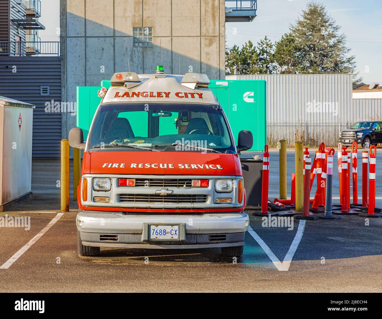 Dipartimento di salvataggio protezione antincendio e servizi medici di emergenza in Langley BC, Canada Foto Stock