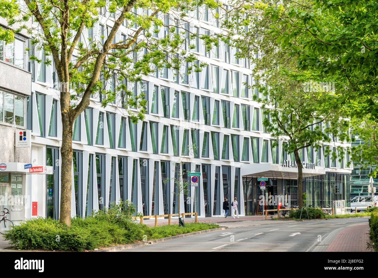 La facciata dell'Atlantic Hotel, a Münster, NRW, Germania Foto Stock