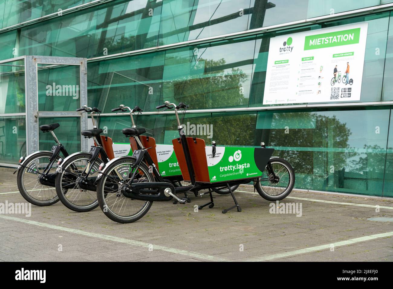 Stazione di noleggio per biciclette cargo, tretty.lasta, a Münster, NRW, Germania Foto Stock