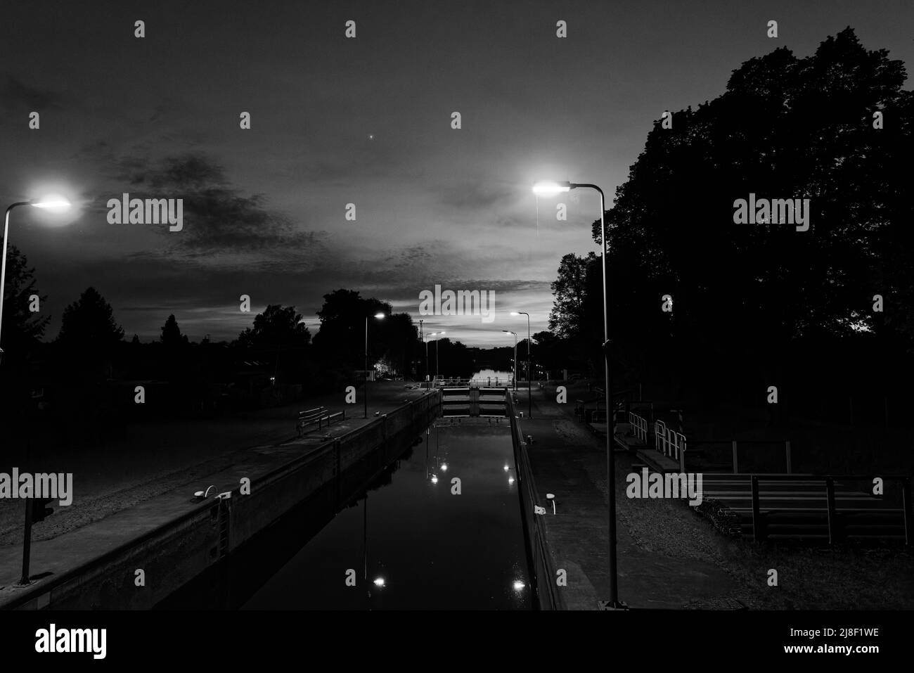 Vollmond über Steinhuder Meer. Foto Stock