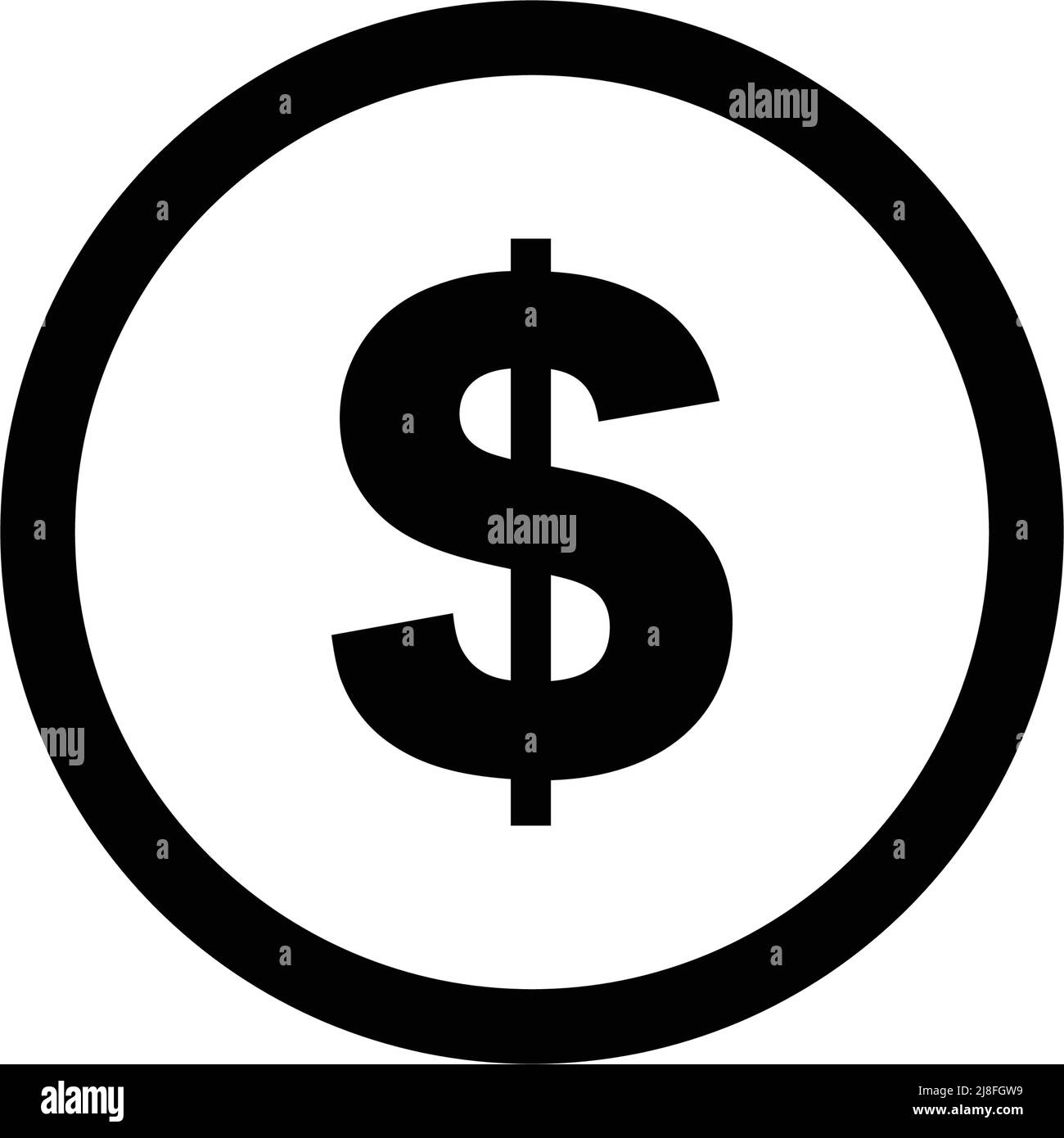 Icona moneta semplice del dollaro. Vettore modificabile. Illustrazione Vettoriale