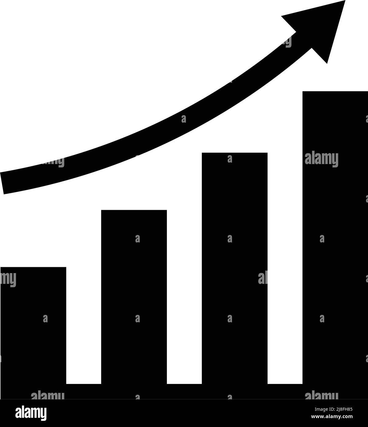 Icona di silhouette di un grafico crescente. Vettore modificabile. Illustrazione Vettoriale