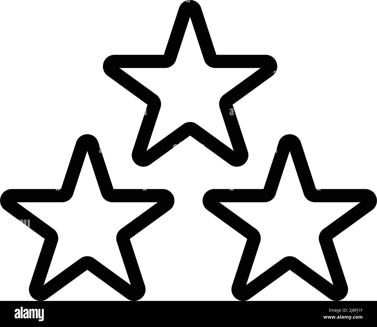 Tre semplici icone a stella. Vettore modificabile. Illustrazione Vettoriale
