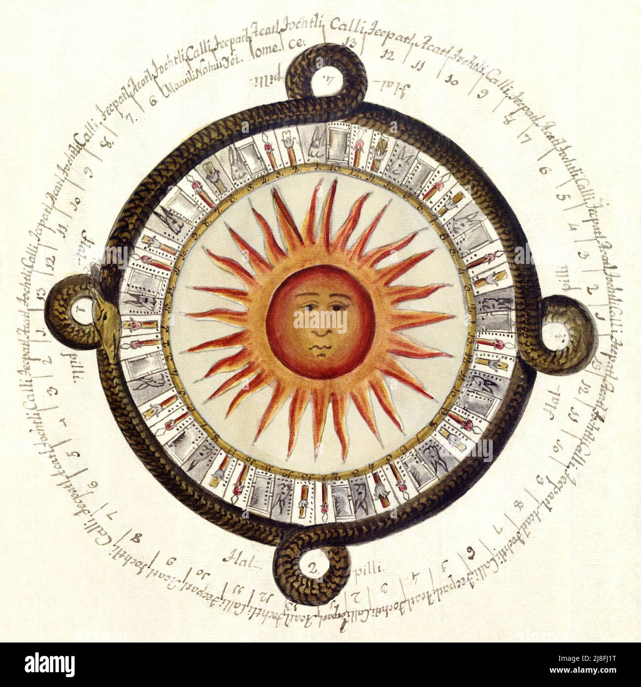 Sun Stone - Calendario Azteco - Calendario Azteco - Antonio de León y Gama Foto Stock