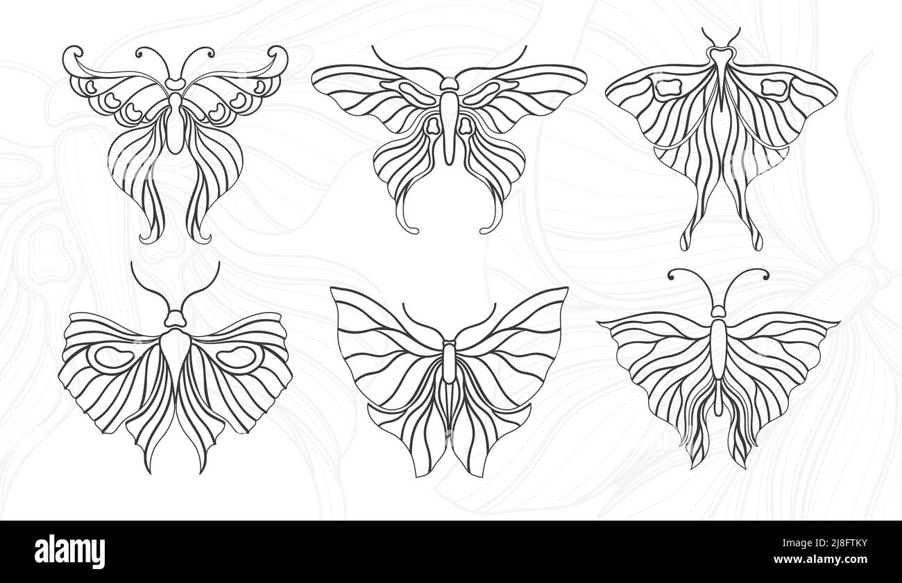 Elemento base farfalla in stile art nouveau. design vintage di 1920-1930 anni. Design simbolo. Illustrazione Vettoriale