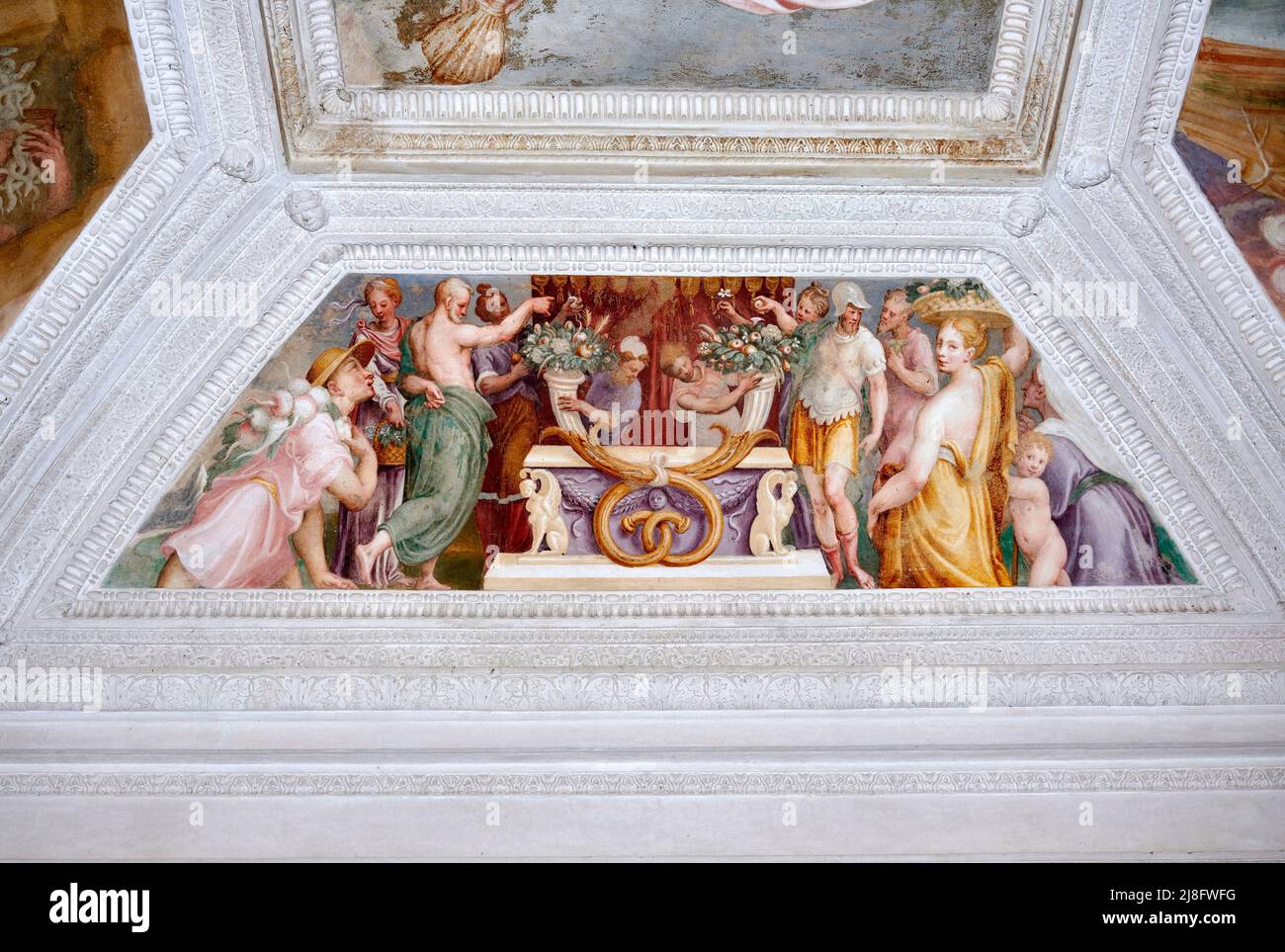 Allegoria della fertilità della terra - affianco - Giulio campi - XVI secolo - Cadignano (Bs) ,Italia,Palazzo Maggi Foto Stock