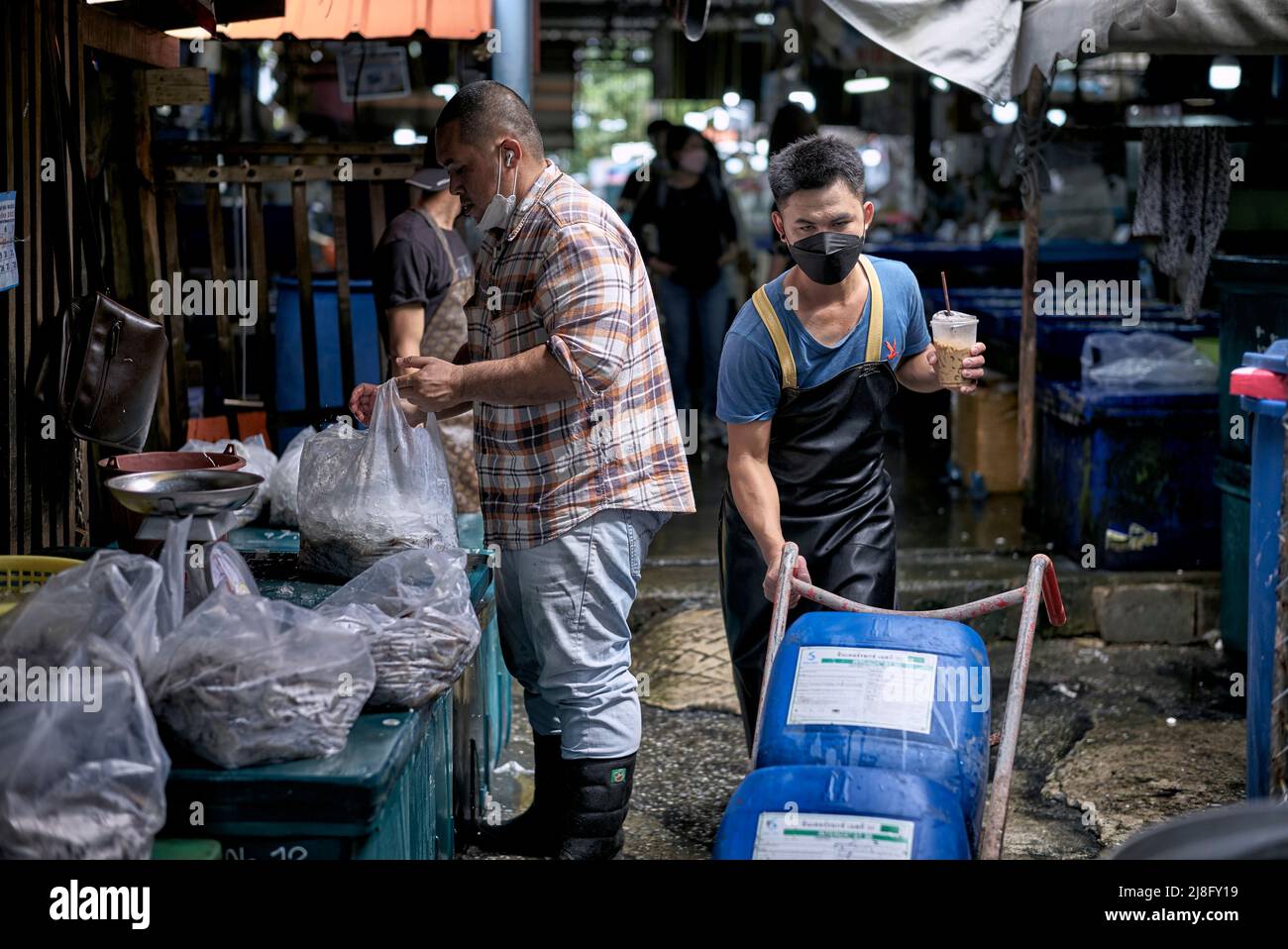 Thailandia mercato persone al lavoro. Foto Stock
