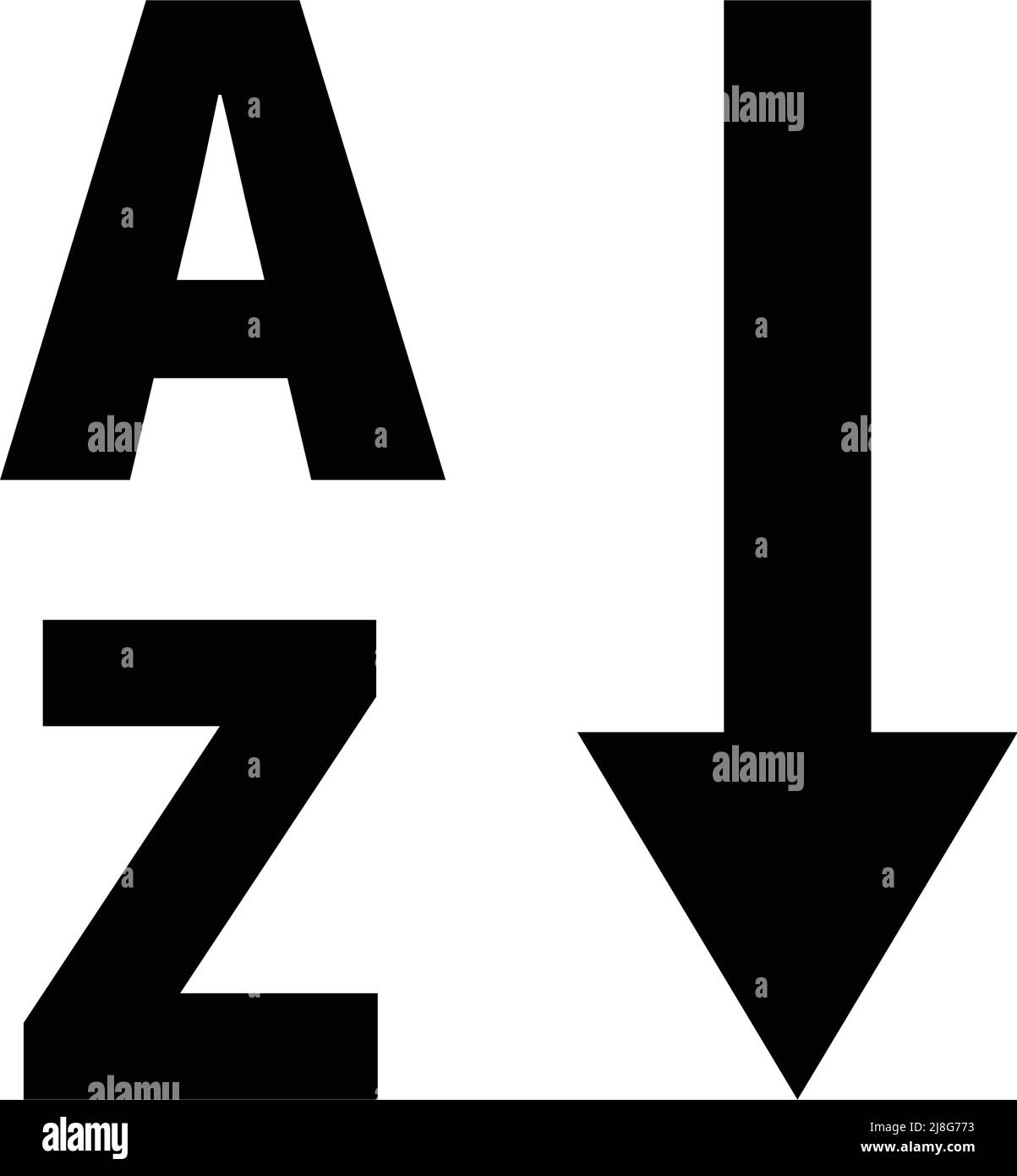 Icona di ordinamento alfabetico. Vettori freccia e lettere. Vettore modificabile. Illustrazione Vettoriale