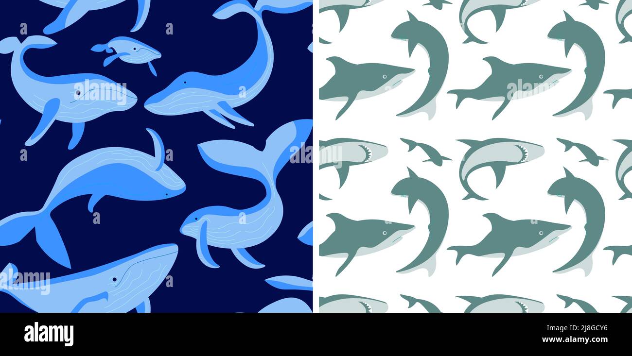 Modello subacqueo senza cuciture con squali Illustrazione Vettoriale