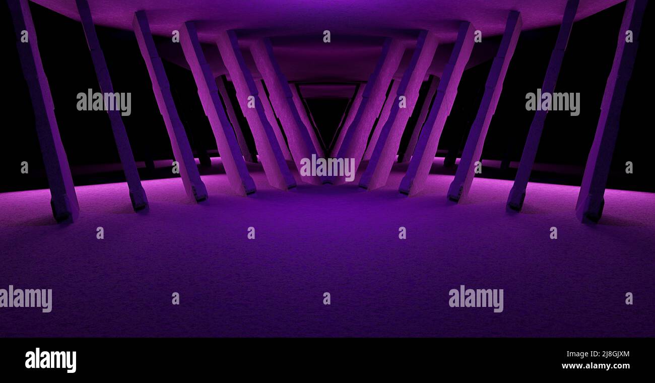 Outerspace retro calcestruzzo cemento Metal Wave Violet Banner sfondo sfondo il concetto del futuro per gli sfondi del prodotto Presentazione 3D rendering Foto Stock