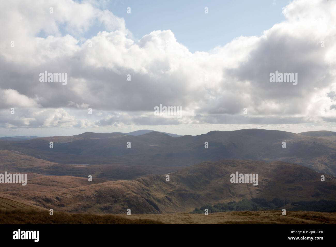 Vista sul Galloway Forest Park dalla cima di Merrick Dumfries e Galloway Scotland Foto Stock