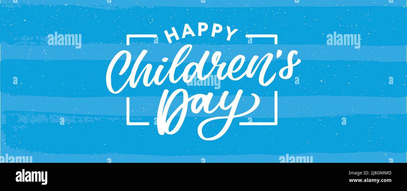 Buon giorno dei bambini. Frase vacanza. Lettere vettoriali disegnate a mano Illustrazione Vettoriale